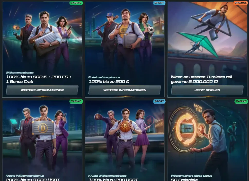 Spinational Casino Bonus Angebote mit Willkommensbonus Krypto Bonus Sportbonus und großen Turnieren
